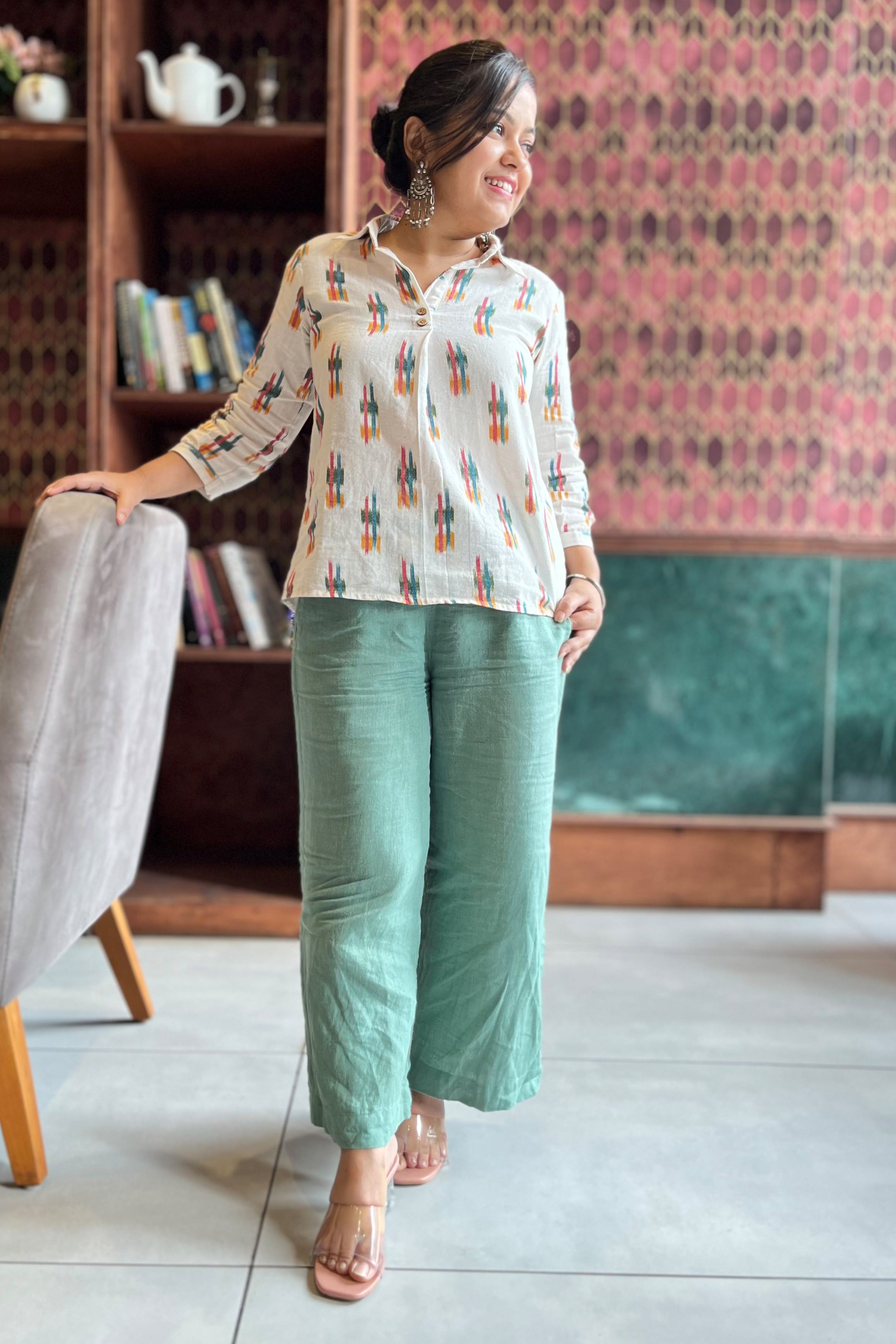 Teal sales linen pants