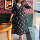 Raven Ikat wrap dress- Black