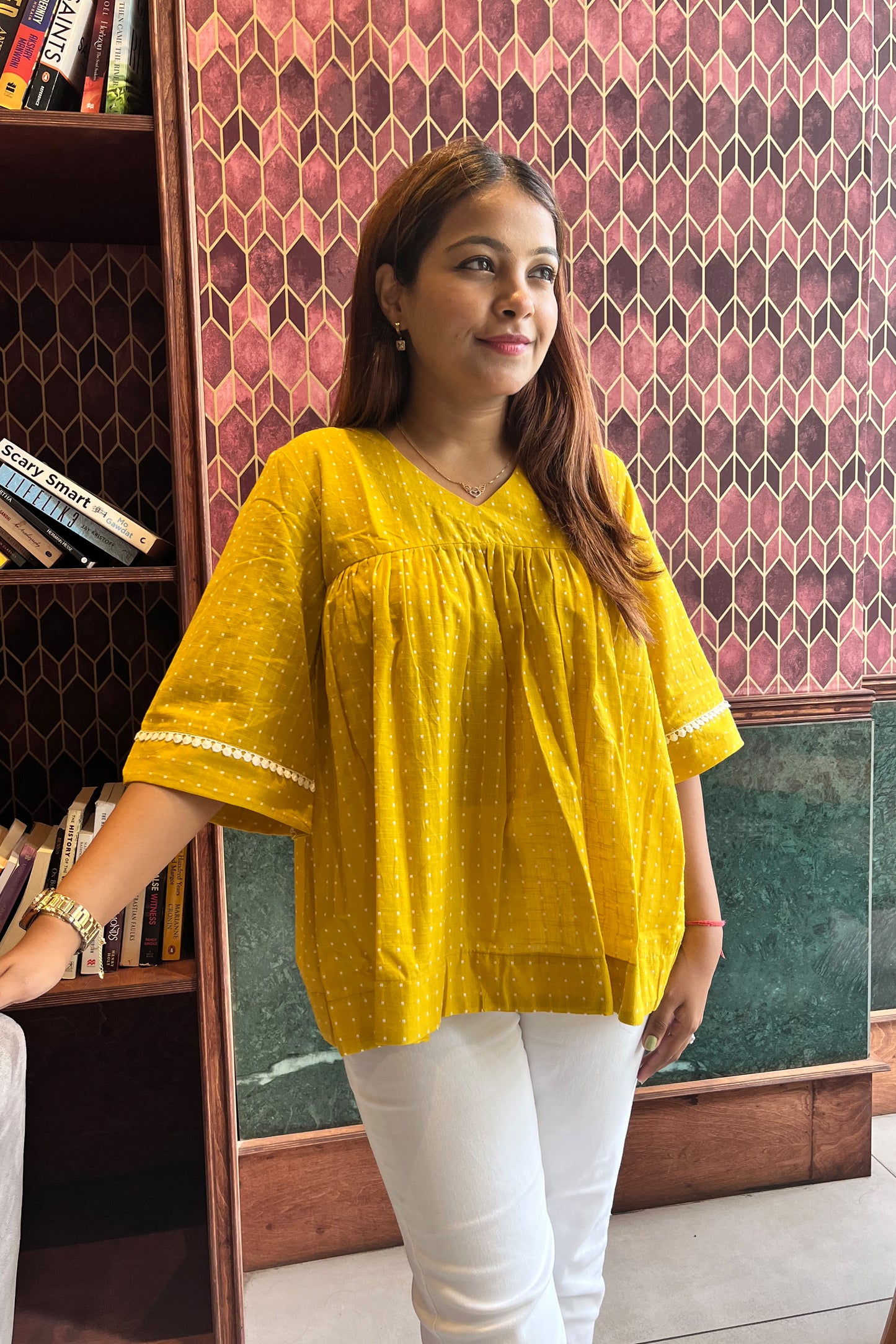 Suti handloom top-Yellow