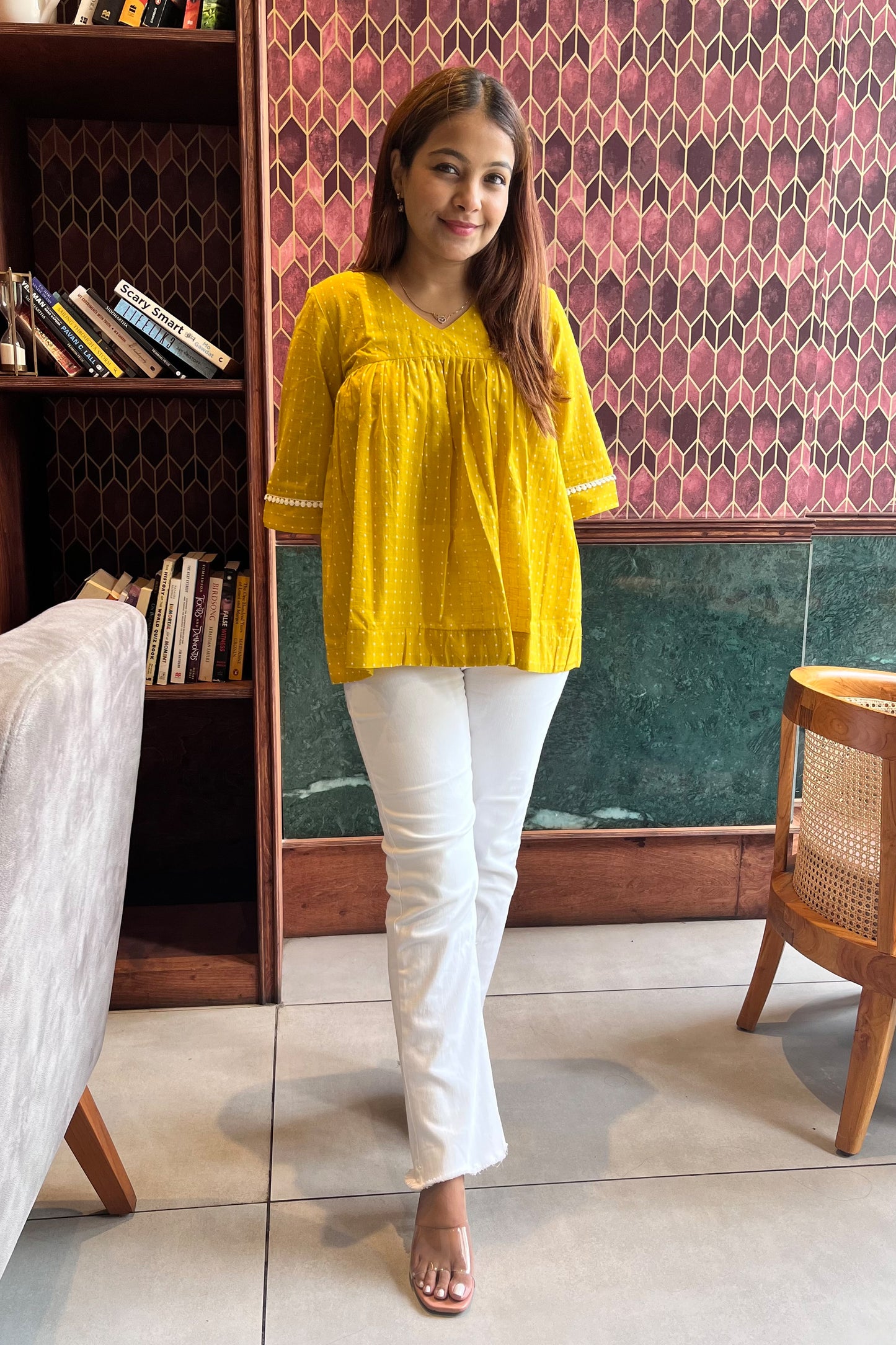 Suti handloom top-Yellow