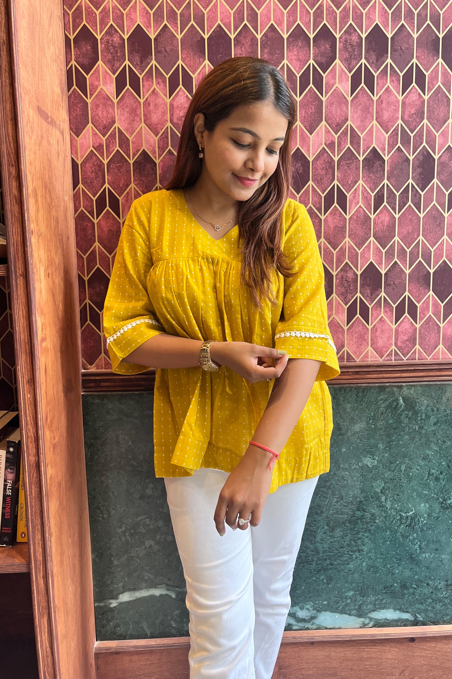 Suti handloom top-Yellow