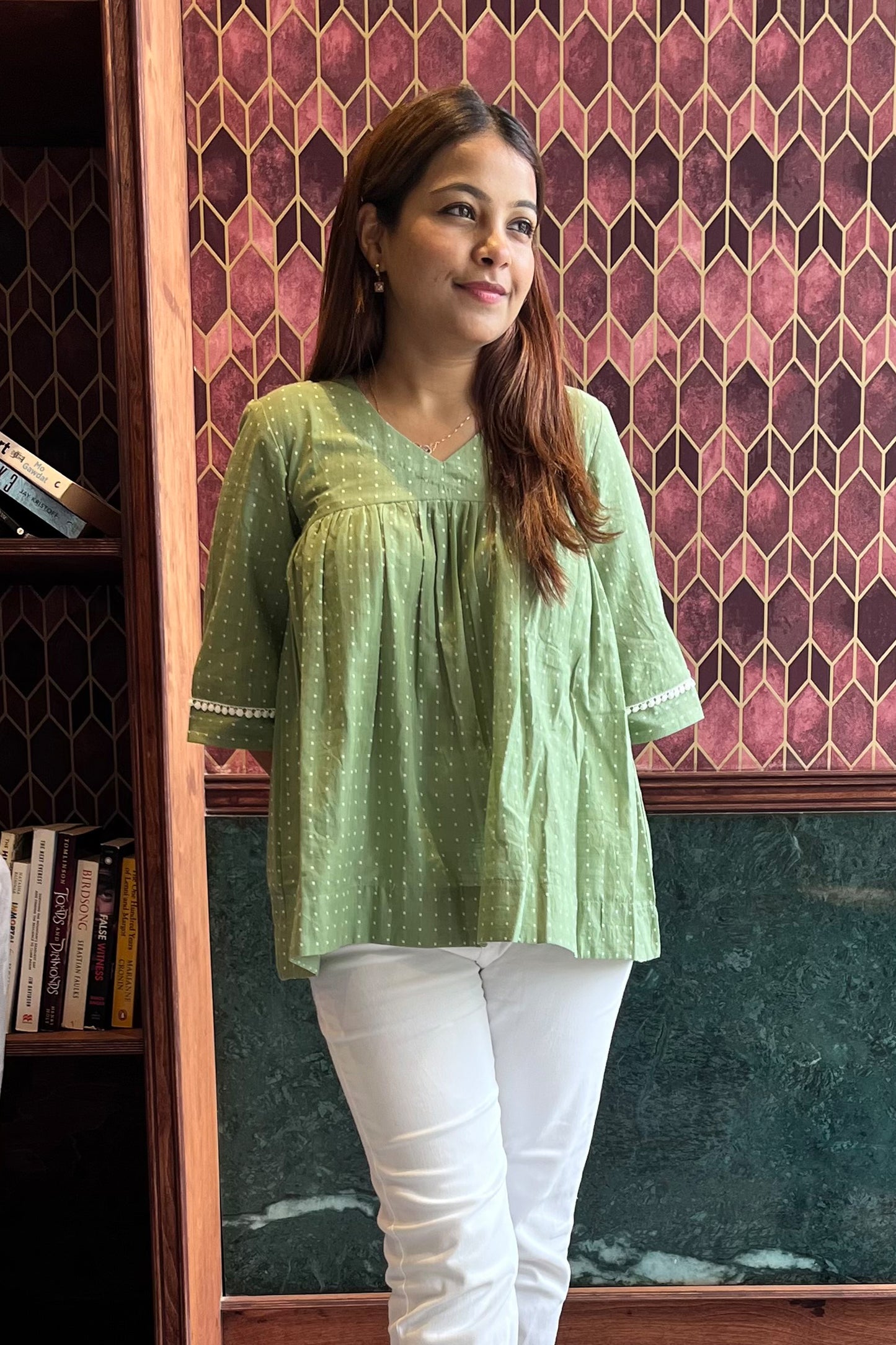 Suti handloom top-Mint green