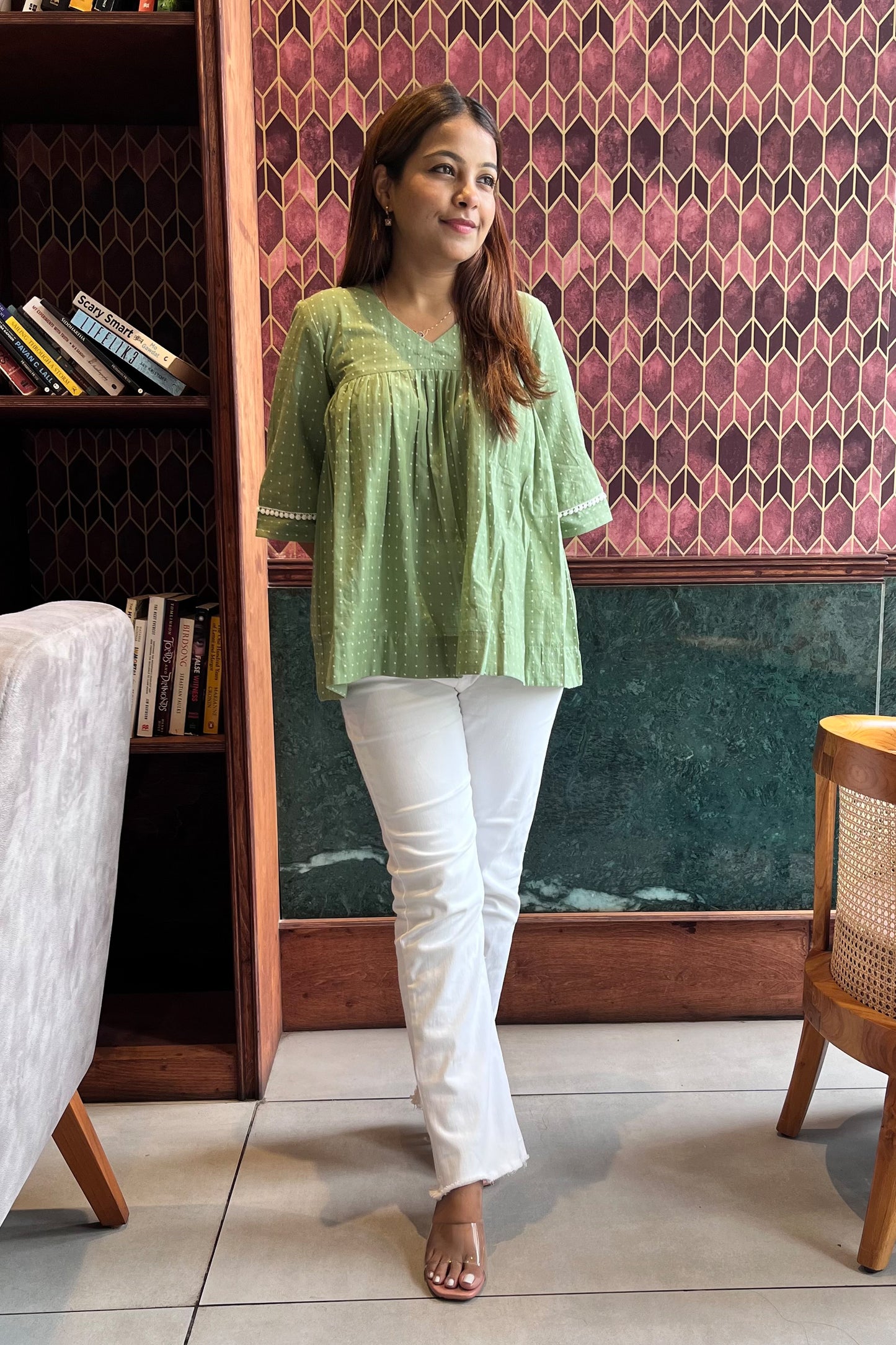 Suti handloom top-Mint green