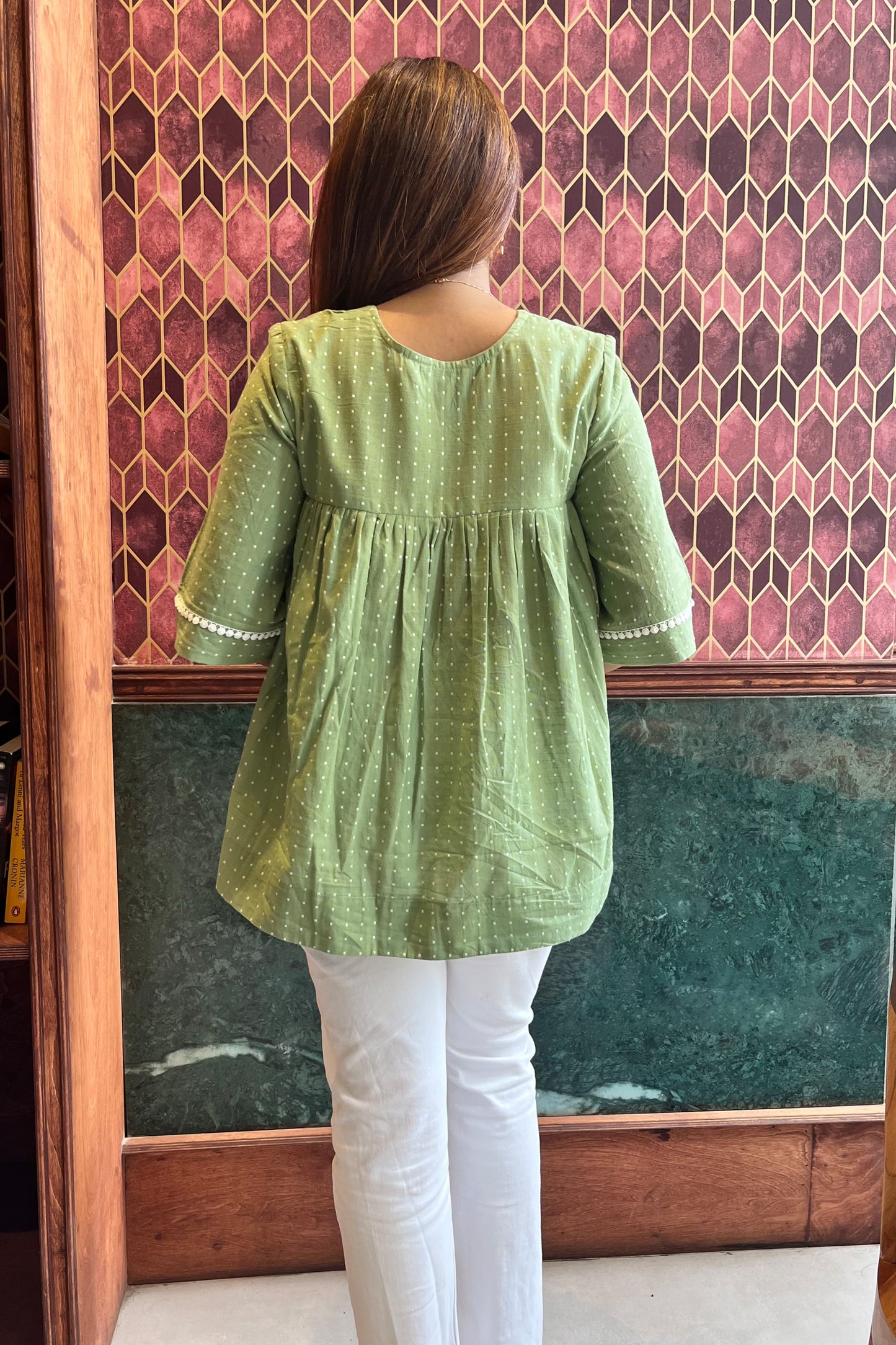 Suti handloom top-Mint green