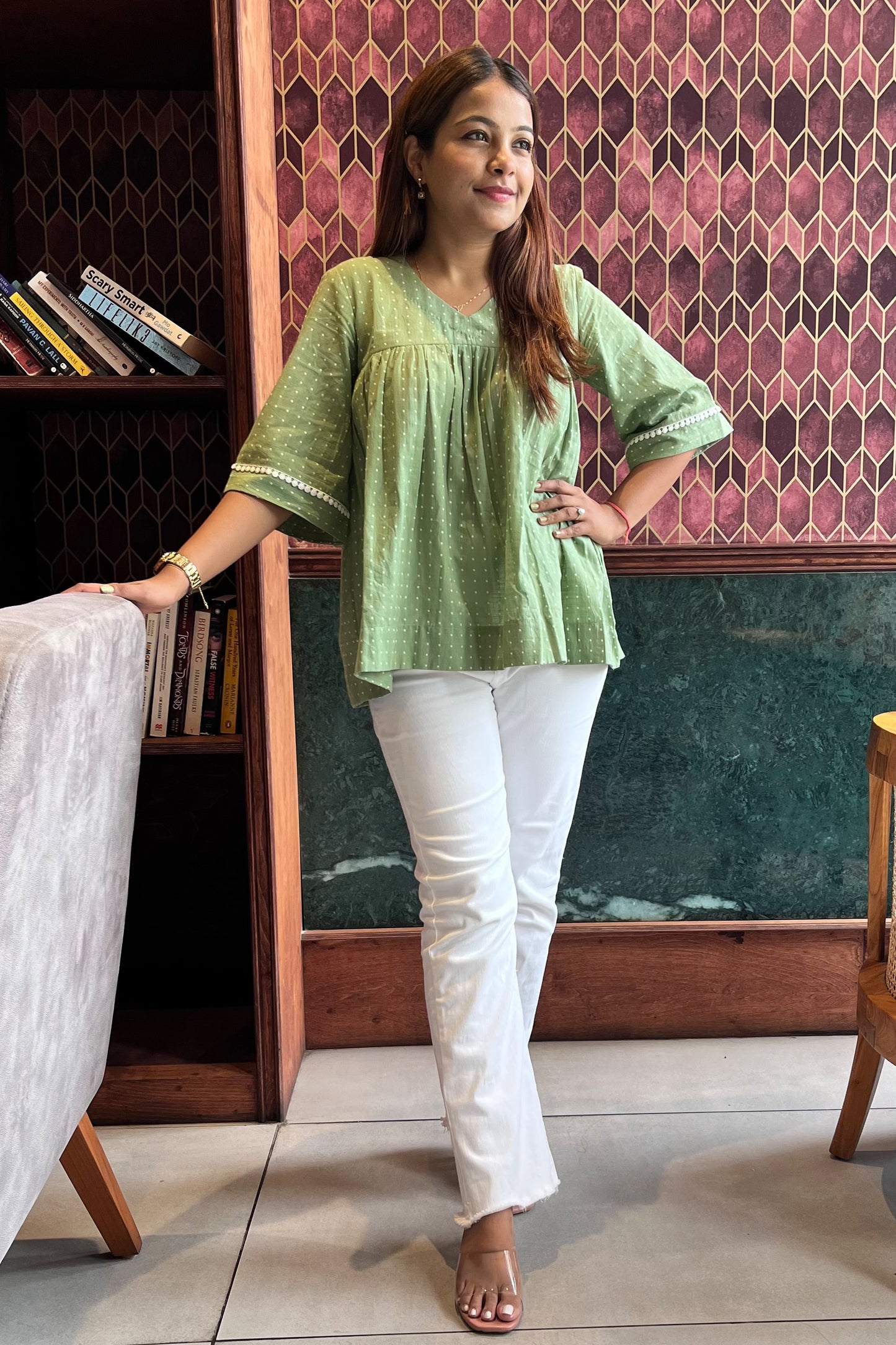 Suti handloom top-Mint green