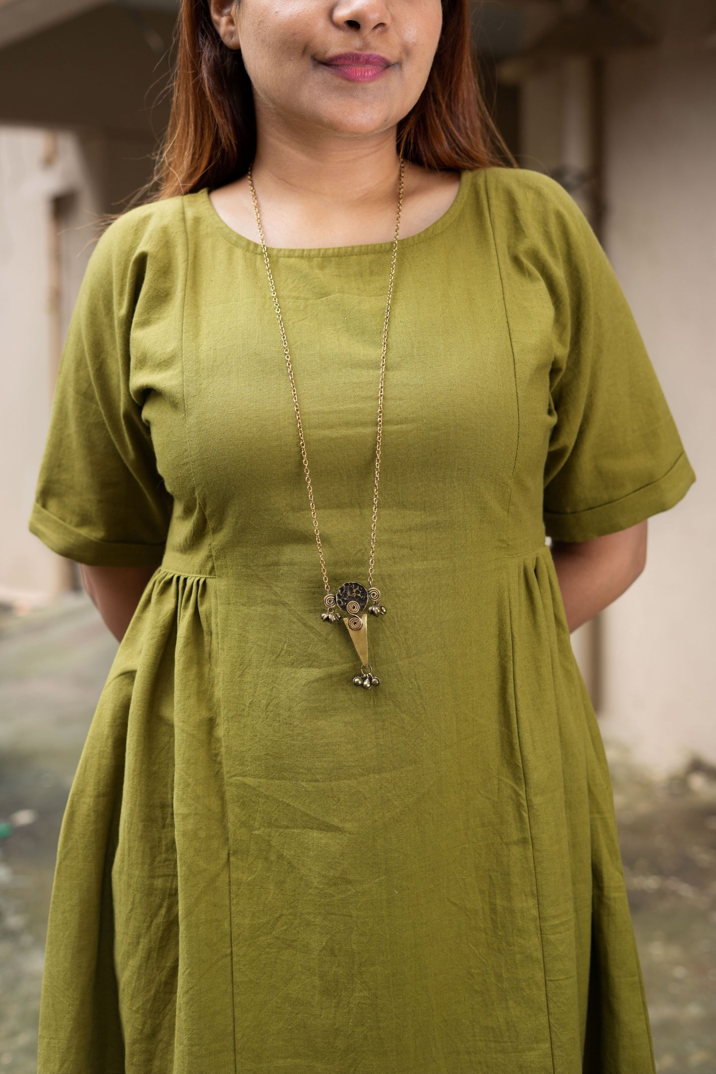 Barket handspun dress- Olive