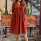 Poppy handloom dress-Rust