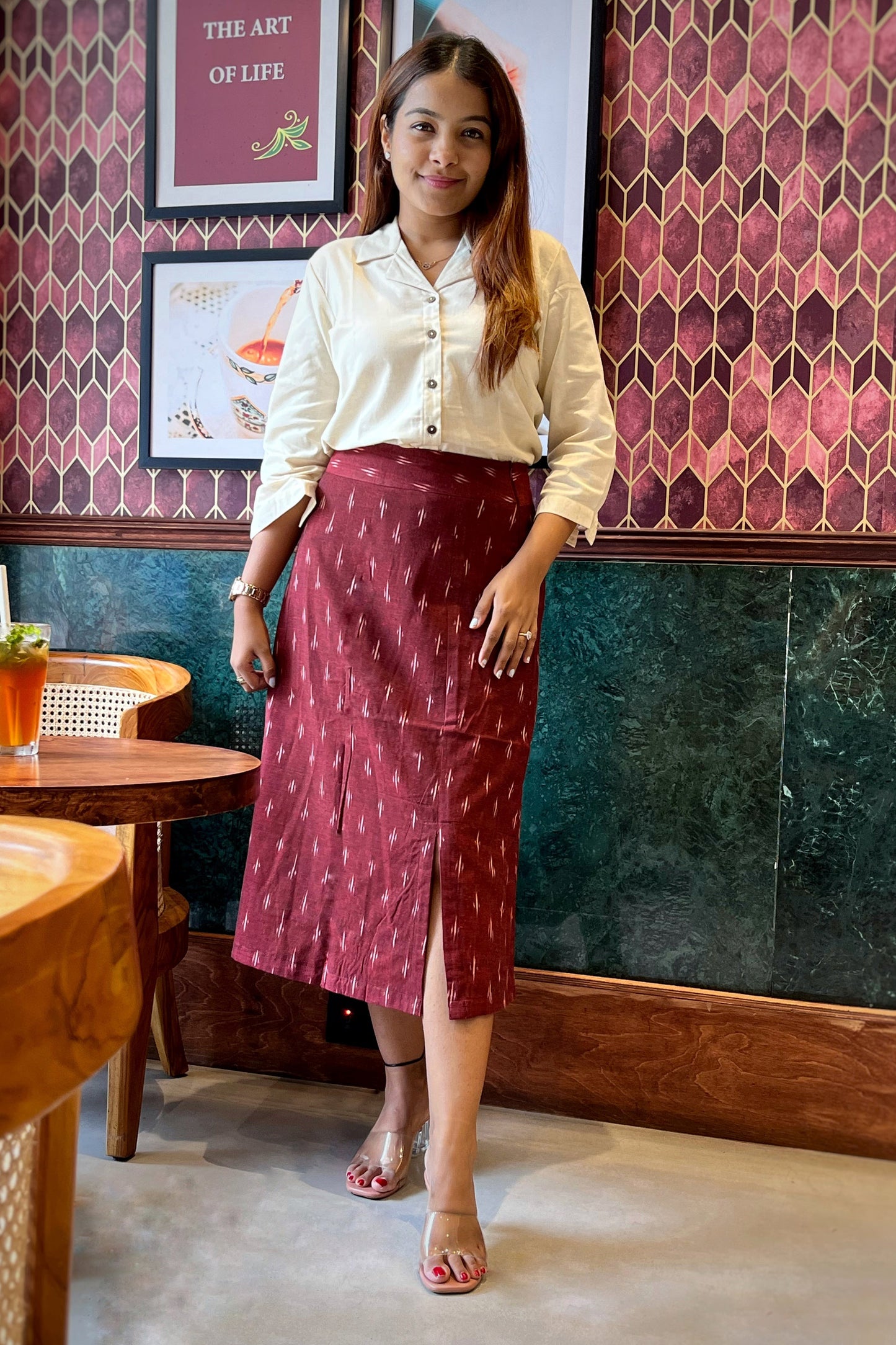 Zoey Ikat skirt - Maroon