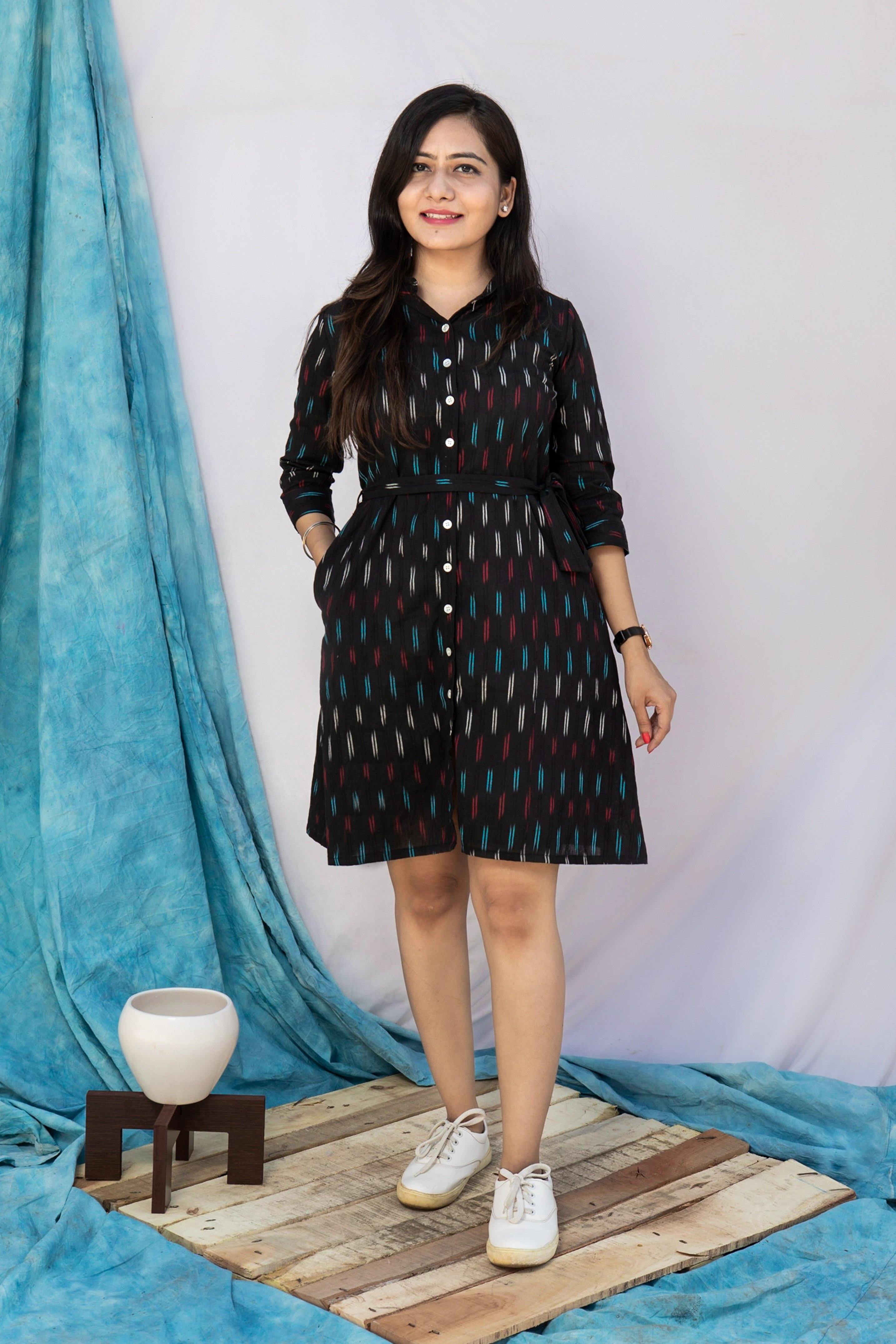 Black ikat shirt dress – SILAYI